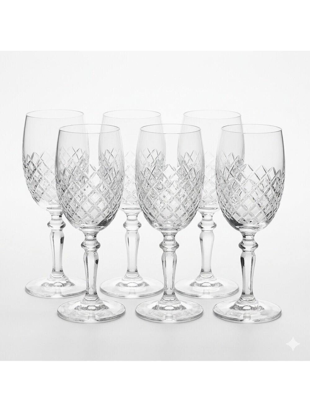 VTG Original in Box 6x Andrea Bohemia Czech Crystal 200 ml Port Sherry Glasses